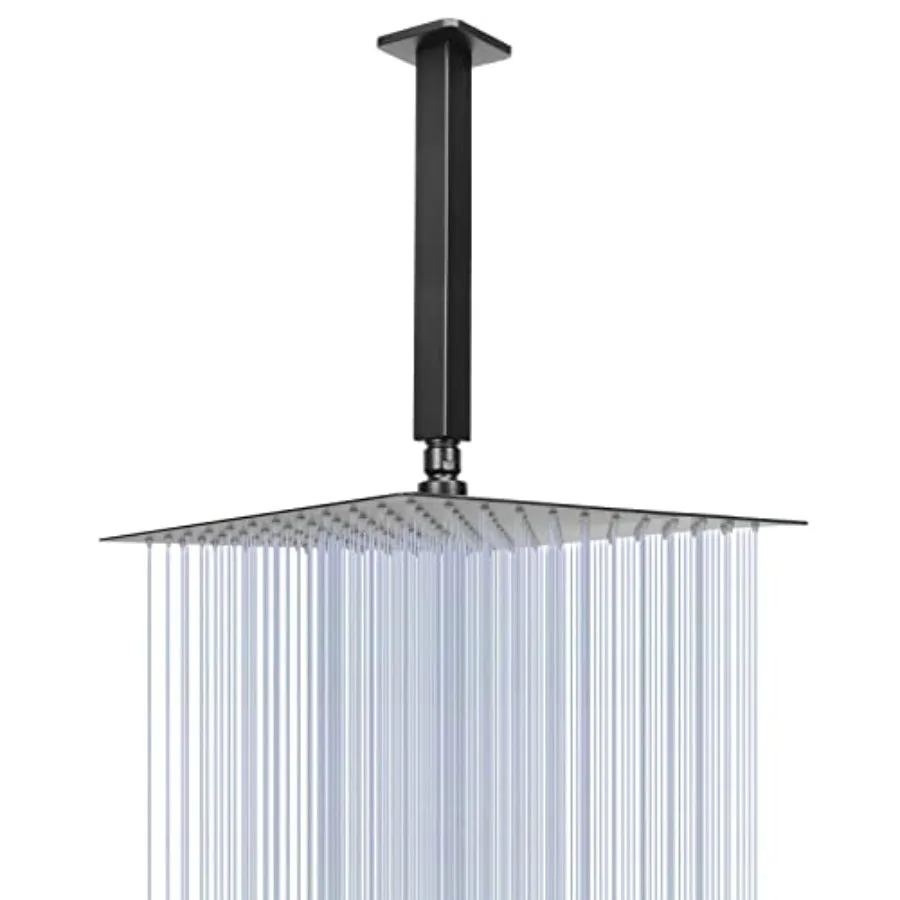 

Душевая лейка Ra с душевой штангой, потолочное крепление, квадратная, из нержавеющей стали, с эффектом дождя, водопадный поток, полное охватывающее покрытие для тела