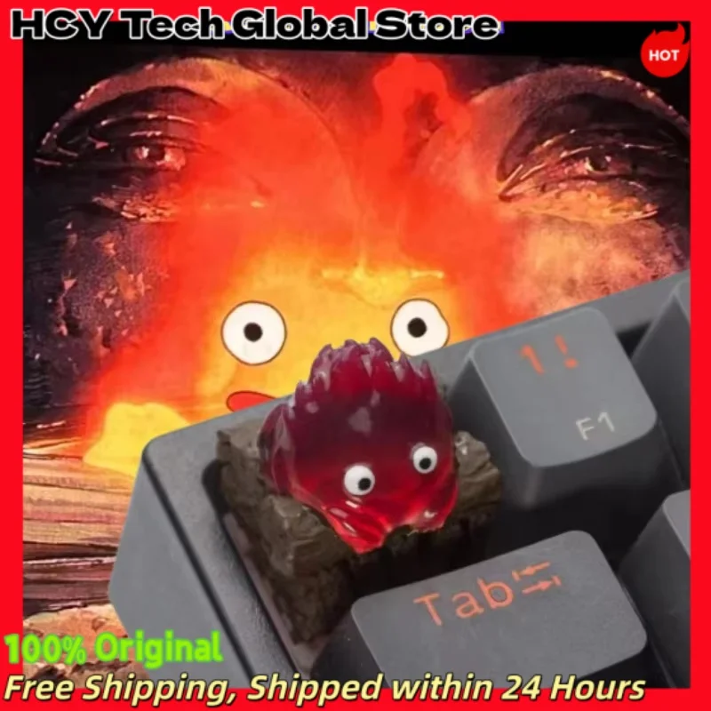 Calcifer Anime Keycap Mechanical Keyboard Resin Custom Artisan Keycap PC Gaming Keyboard Point Keycap Collect Cute Cartoon Gift