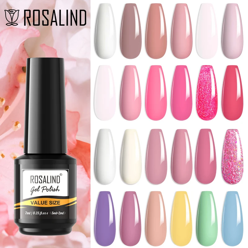 ROSALIND Gel Nail Polish 73 Colors Varnishes Semi Permanent Hybrid Manicure Nails Art Base Top Coat Need Lamp UV Gel Polish