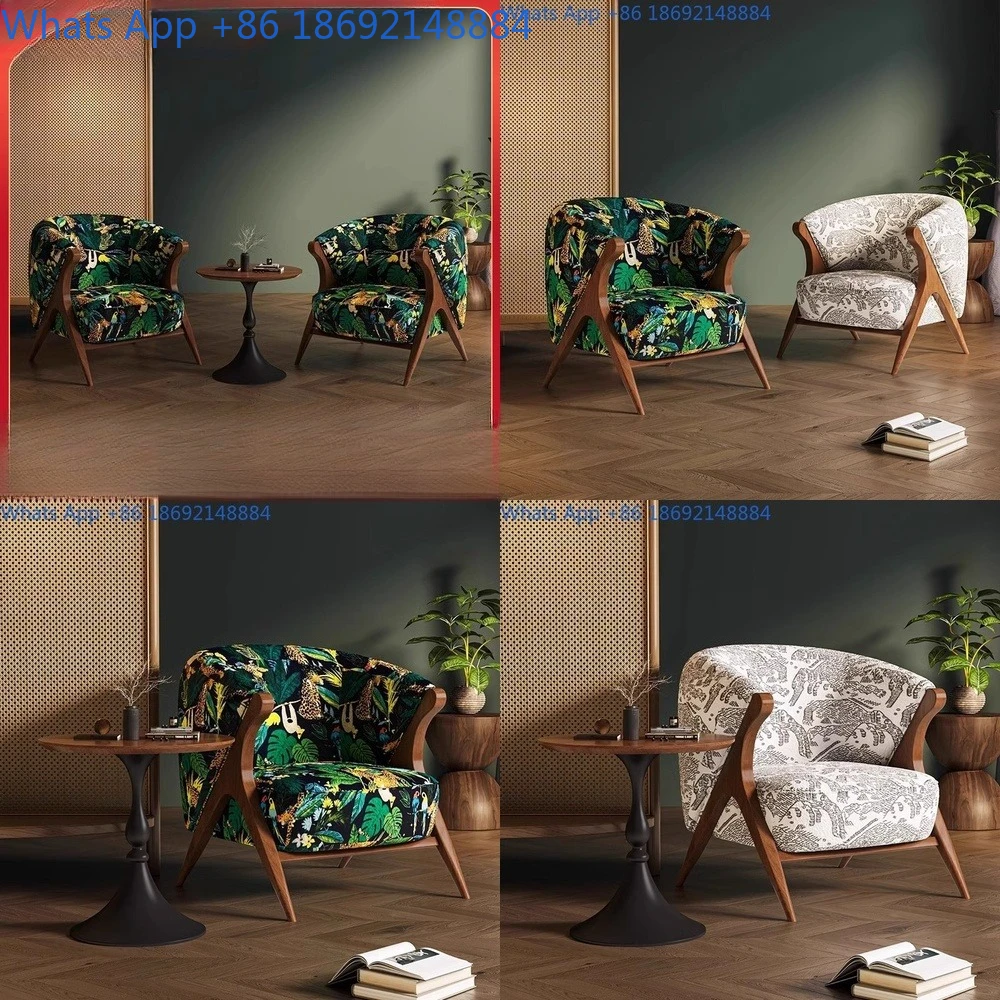 

Wabi Sabi Style Vintage Single Sofa Chair for Hotel Cafe Lounge with Table and Two Chairs