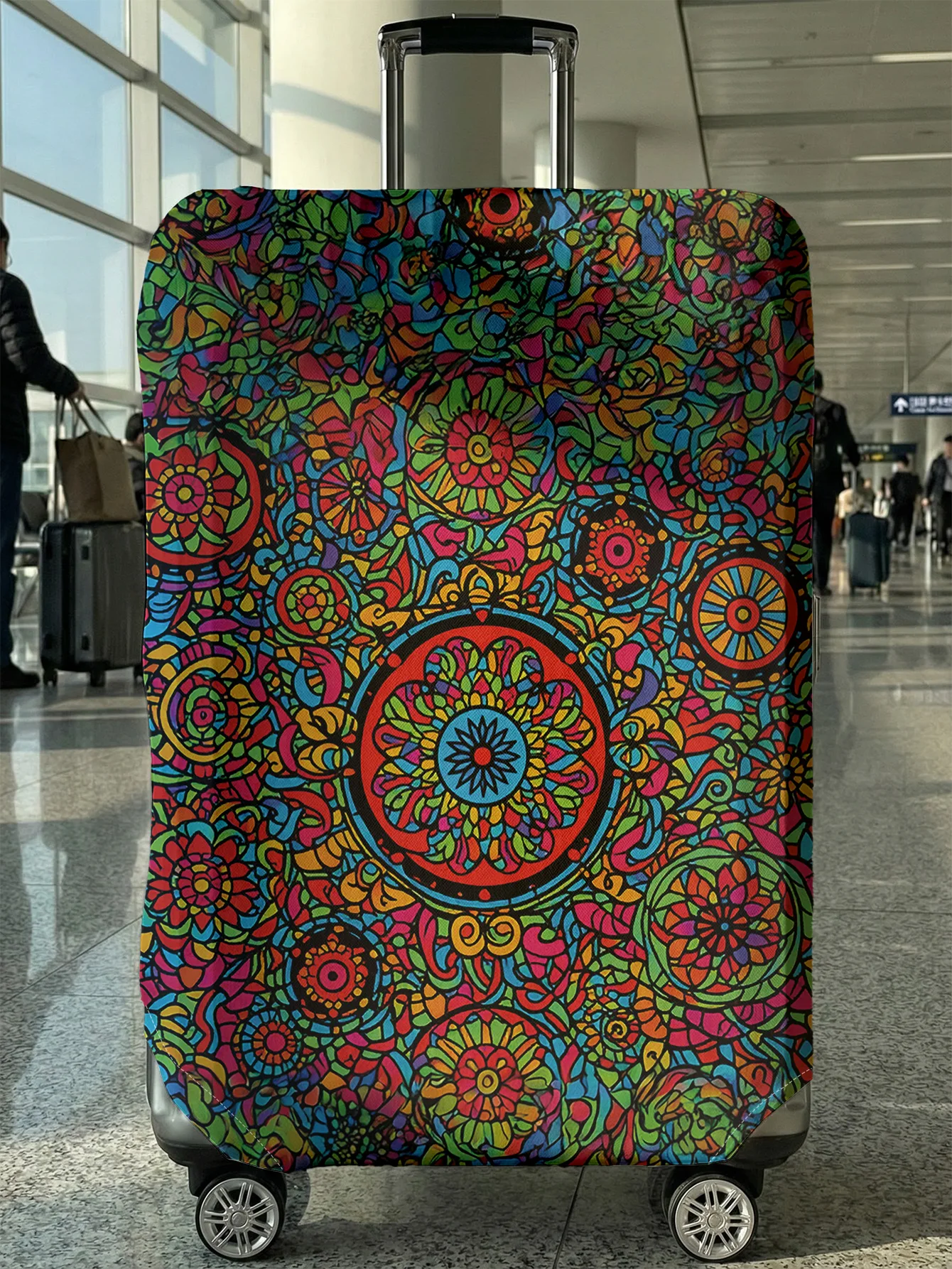 

Colorful Mandala Pattern Full Print Luggage Cover, Suitable for 18-32 Inch Luggage Cover, Luggage Handle Glove, Travel Accessori