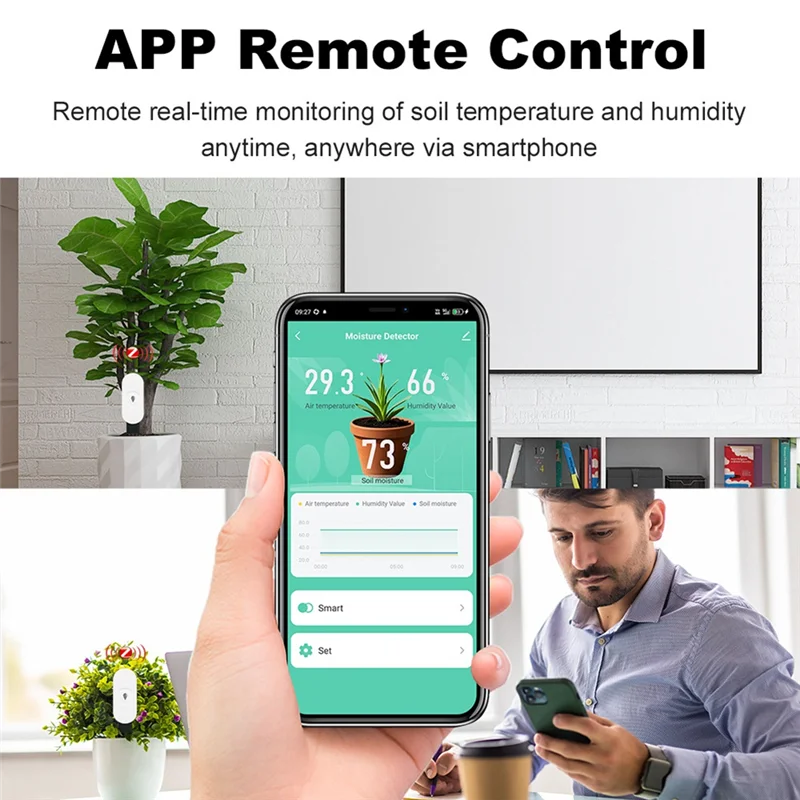 

AAAEL-детектор автоматизации орошения 4 шт. Zigbee датчик влажности почвы тестер температуры и влажности сада для Alexa/Google Home