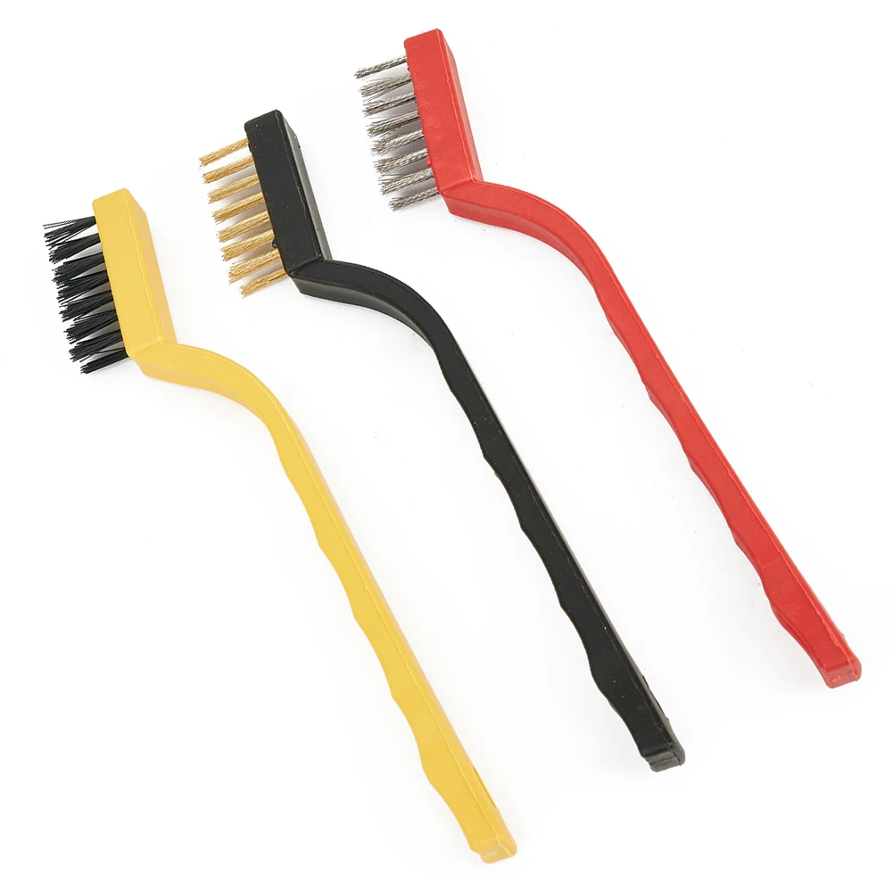 Reliable 7Inch Toothbrush Set 3pcs Steel Wire Brushes with Copper Brush Steel and Nylon Bristles for Rust Removal