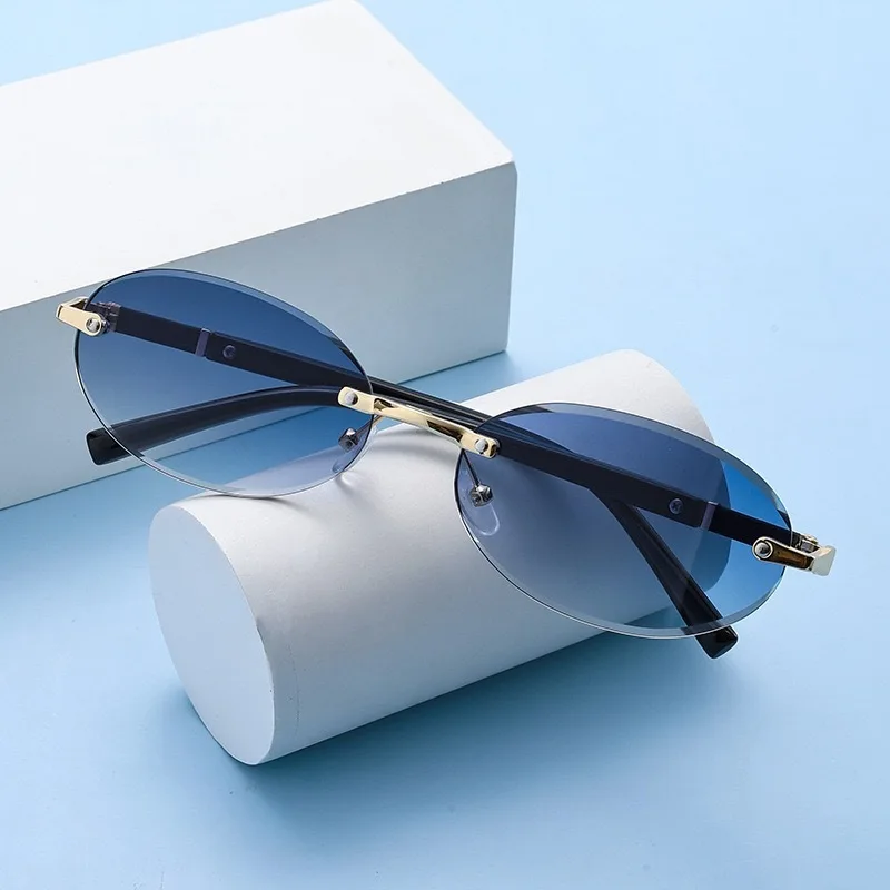 

Rimless Sunglasses Circle Fashion Popular Women Men Shades Small Round Sun Glasses for Female Male Summer Traveling Goggle