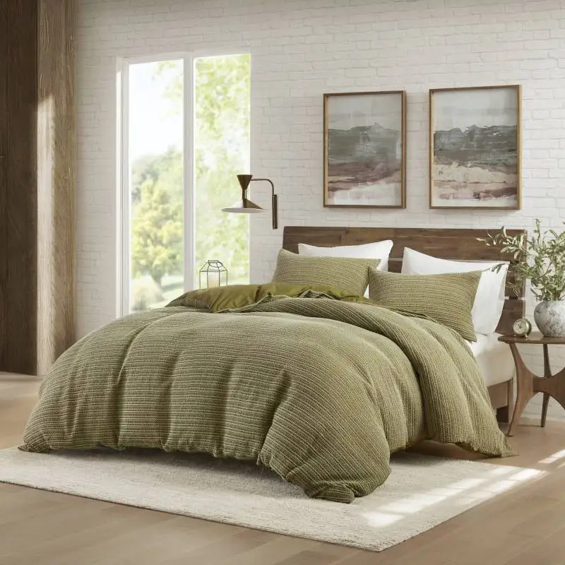 

3PCS Full/Queen Waffle Washed Duvet Set