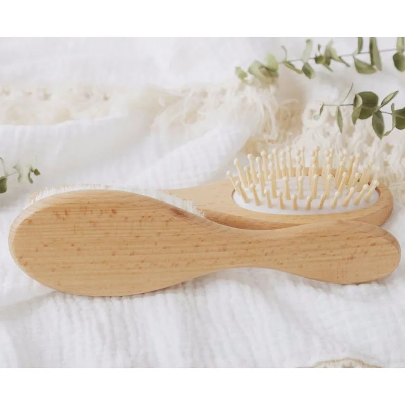 Personalized Baby Hair Brush Set for Newborn Custom Wooden Brush Baby Comb Baby Shower Decorations Engraved Baby HairBrush