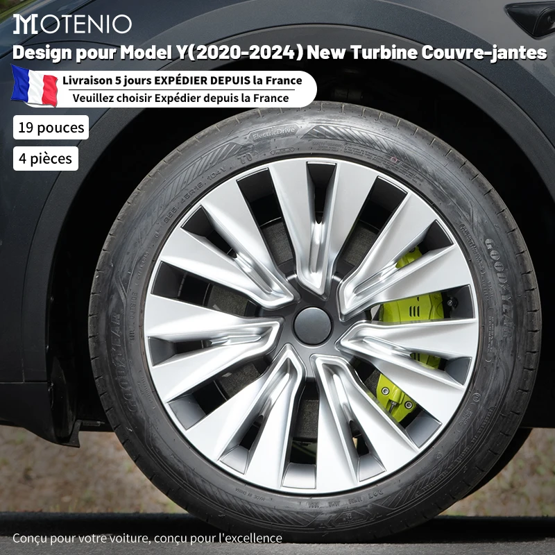 4 pièces pour Tesla modèle Y 2020-2024 capuchons de roue 19 pouces couverture de roue Performance remplacement capuchon de moyeu de roue accessoires de couverture de jante complète