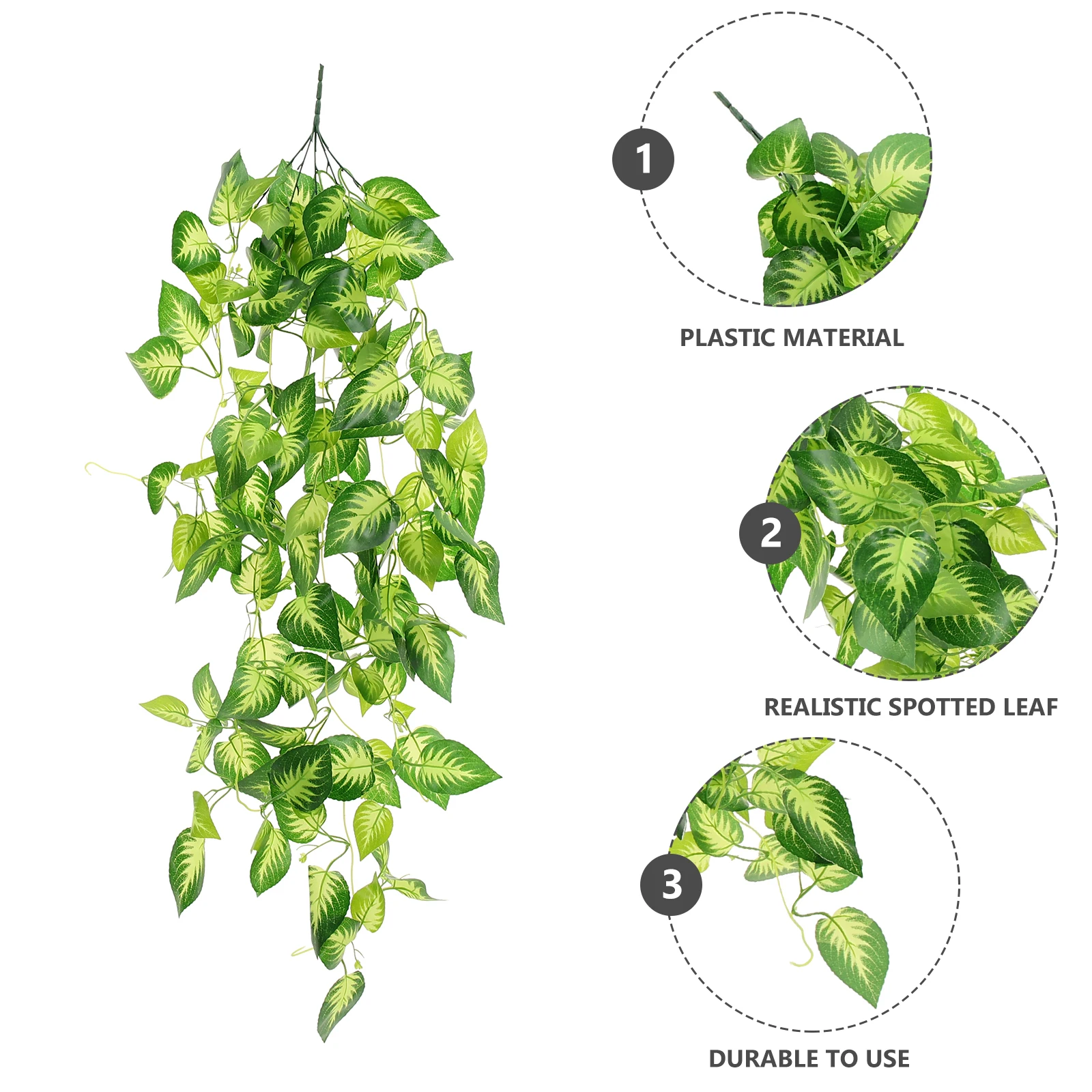 

Artificial Green Plants Simulation Spotted Leaf Fake Vine Wall Hanging Decorative Plants Indoor Outdoor Home Patio Long