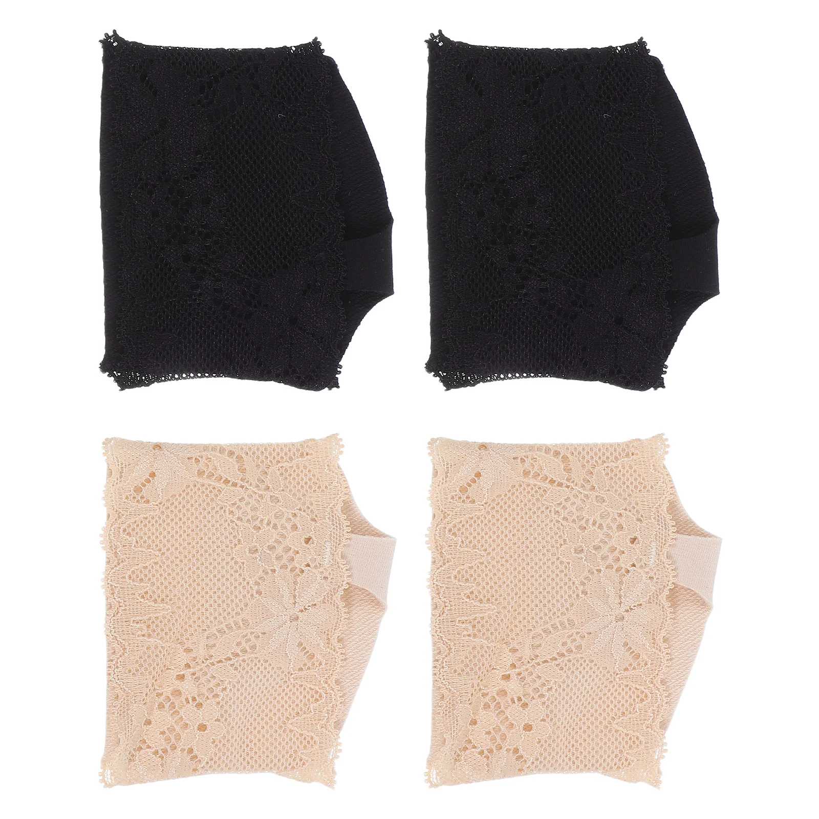 Demi-chaussettes ouvertes en dentelle pour femmes, 2 paires, coussin antidérapant, poignée antidérapante, Support métatarsien sans couture