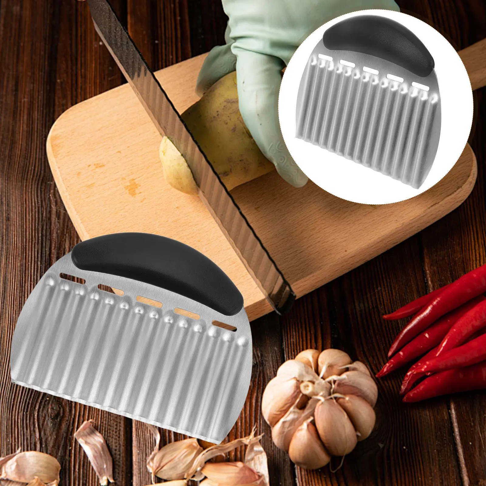 Stainless Steel Multifunctional Wave Slicer Crinkle Cutter for Potatoes French Fries Veggie Chips Soap Wavy Slices Decorative