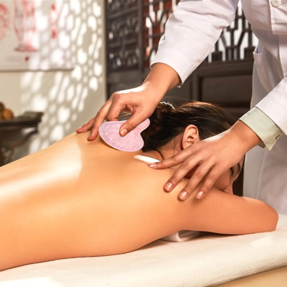 Supvox Różowa Kryształowa Deska do Masażu Skóry Twarzy i Ciała Spa Odżywia Skórę Nawilża Relaksuje Narzędzie do Masażu Skóry