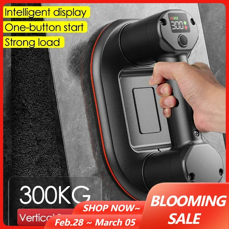 지능형 디스플레이 산업용 등급 전기 진공 흡입 컵, 화강암 타일 유리 진공 리프터, 300kg 하중, 4000mAh 배터리