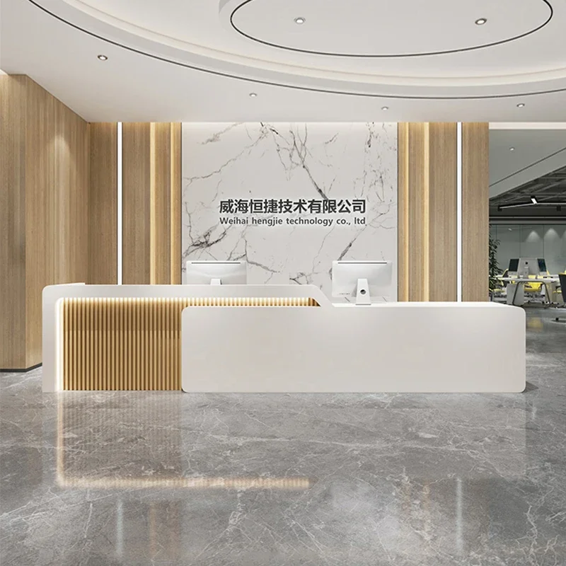 Counter Table Front Desk Reception Help Clothes Beauty Center Hairdressing Aesthetic Furniture Bureau Tables Modern Entrance