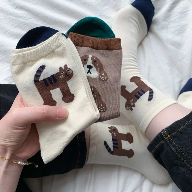 Women's Sock Comfortable Funny Animal Personality Kawaii Female Japanese Cute Cartoon Girl Academy Mid-tude Sports Student Socks