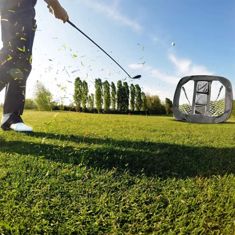 Foldable Golf Chipping Net for Backyard Indoor Portable Target Practice Golf Accuracy Swing Training Aid Pop Up Golf Hitting Net