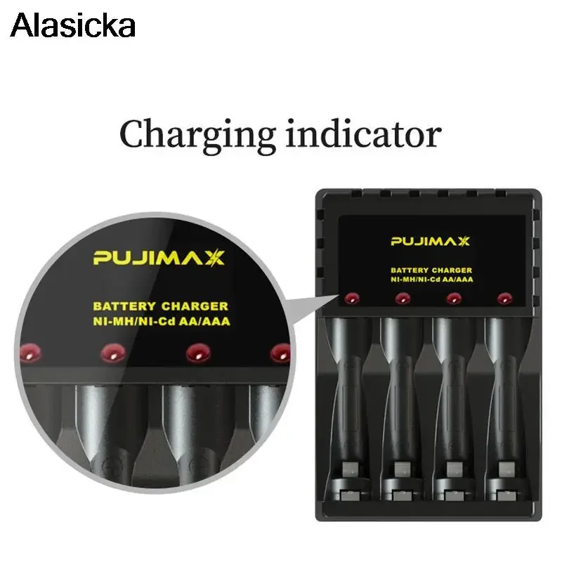 4 Slot Battery Charger Smart Indicator with Short Circuit Protection For 4X AAA/AA Lithium-ion Rechargeable NICD Battery