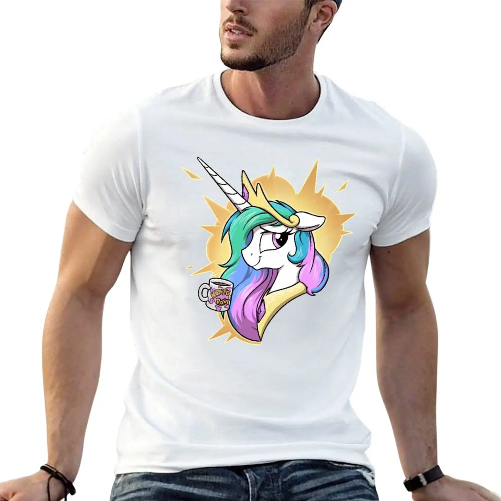 

Morning Pony' Celestia T-Shirt man t shirts graphic t shirt for man 100 percent cotton T-Shirt