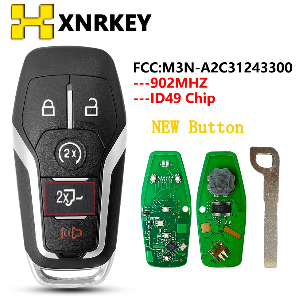 

XNRKEY Car Remote Key for Ford Fusion Explorer edge Mustang 2013-2017 M3N-A2C31243300 902MHZ ID49 Promixity Smart Card