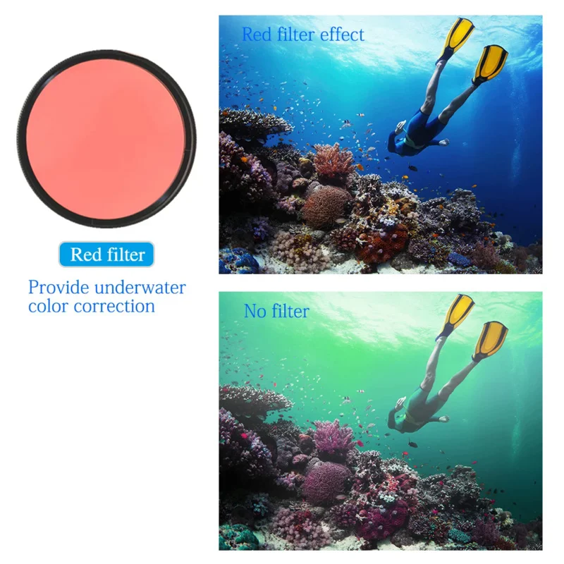 Hight Quality 67mm Circular Polarizer Camera Red Filter Color Light Remedy Underwater Diving Lens Conversion With Thread Mount