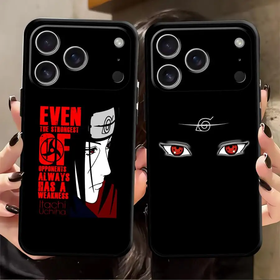 حافظة لهاتف آيفون XS Max XR 13 12 11 17 Pro Max 7 8 17Air 15 16 14 Plus غطاء هاتف ناعم أسود أنيمي N-Narutos