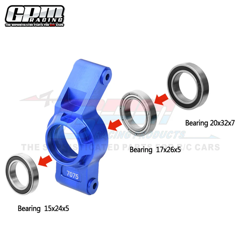 GPM 7075 Alu Rear Hub Stub Axle Carriers & 3 Oversize Bearing TRAXXAS XRT X-Maxx