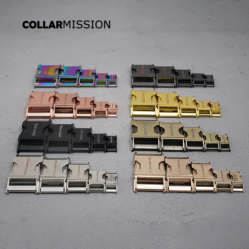 100pcs/lot Engraved metal high quality side release buckle for DIY dog collars parts retailing 20mm webbing 8 colors