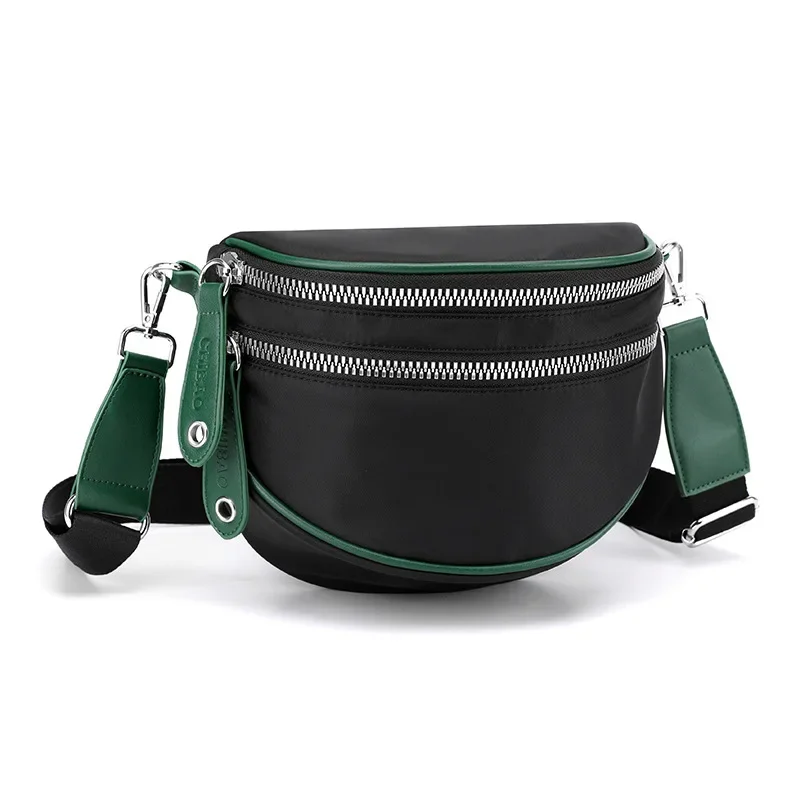 Elegant Solid Colour Waterproof Nylon Fanny Packs For Women Large Capacity Waist Bag Female Waist Pack Crossbody Chest Bag 2024