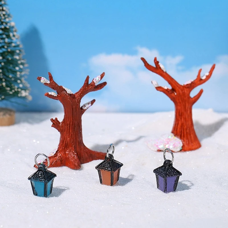 ミニ照明ハンギングツリーランタン、レトロな小さなランプ、モデルマイクロ風景装飾、ドールハウスミニチュアおもちゃ、1セット