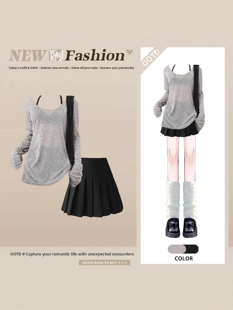 

Women's Spring Thin Long Sve Sun Protection irt And Pleated Skirt Casual Set Simple Sle Daily Wear ort Sve Dr