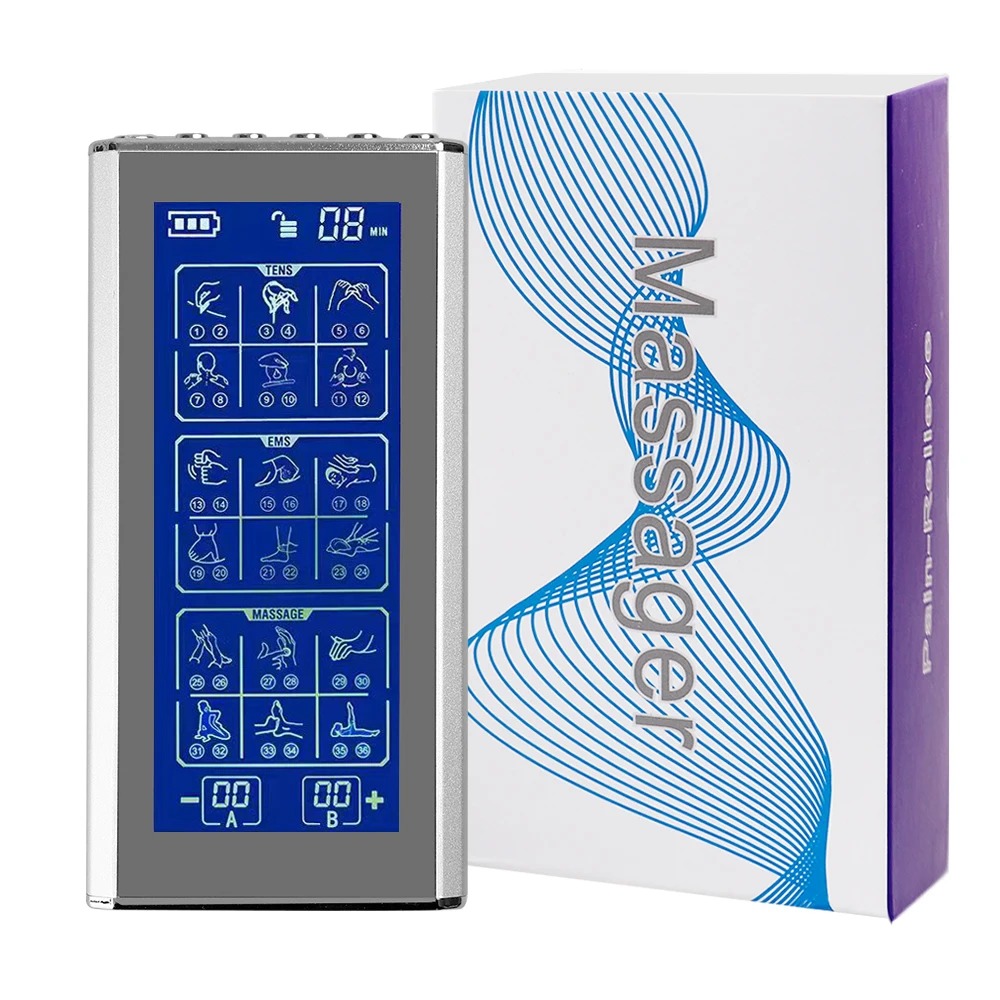 36 Modes Electrical Nerve Muscle Massager Rechargeable Physical Massage Device Dual Channel 20 Intensity Tens Electrostimulator