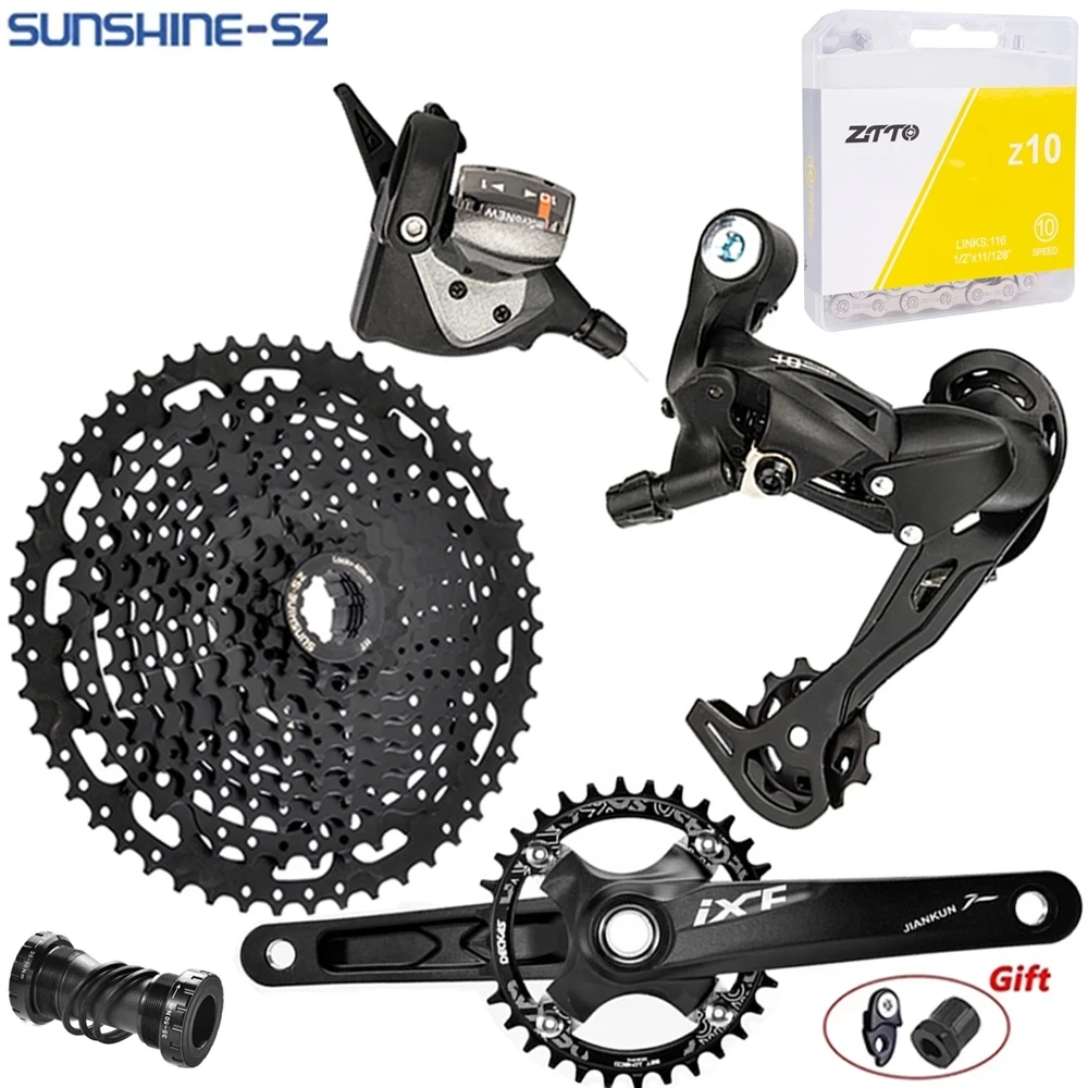 

MTB Bike 1x10 Speed Groupset 10S Shifter Rear Derailleur 10V 46T 50T Cassette K7 MTB Sprocket 10S Chain Single Crank set System