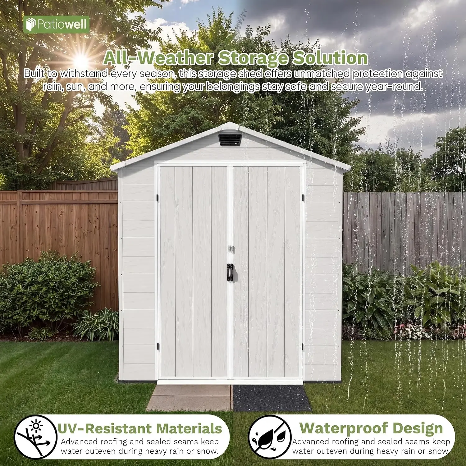 6X4 FT Plastic Outdoor Storage Shed with Floor, Resin Tool Sheds with Lockable Door and Window, Weather-Resistant, Custom