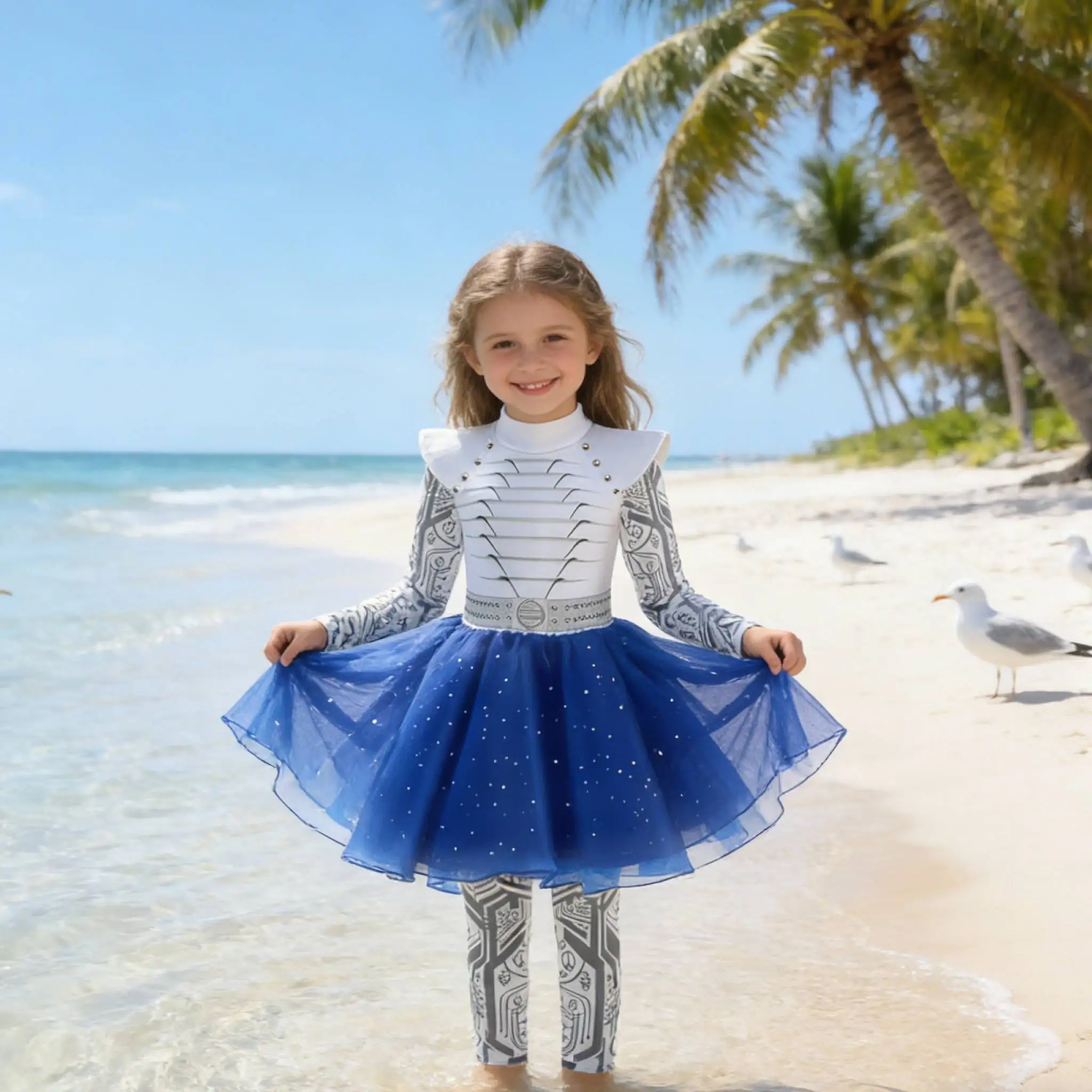 Halloween Costume for Kids Girls Zombies Long slevee Set Girls Birthday Alien Dress up Zombies Cosplay Outfits Christmas