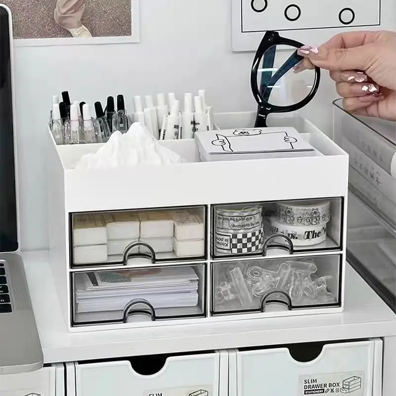 acrylic-desktop-organizer-box-drawer-style-stationery-storage-box-office-work-position-rack-student-pen-holder-desk-organizer