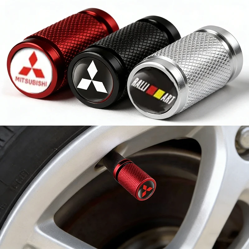 

for Mitsubishi Car Tire Valve Stem Caps Wheel Air Caps Ralliart ASX Lancer L200 Colt Pajero Outlander Eclipse Galant Styling