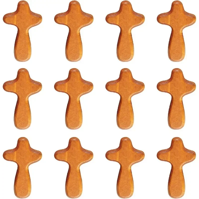 

2PCS Wooden Cross Wood Hand Held Clinging Cross HGift for Prayer Palm Church Gift Palm Cross