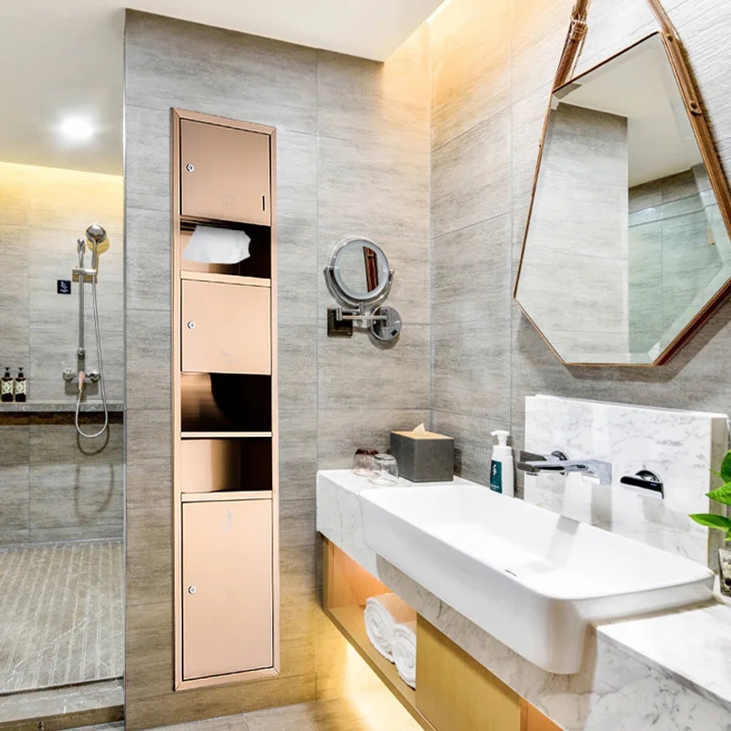

Hotel shopping mall stainless steel hand dryer bathroom commercial concealed embedded hand wipe carton trash can bathroom niche