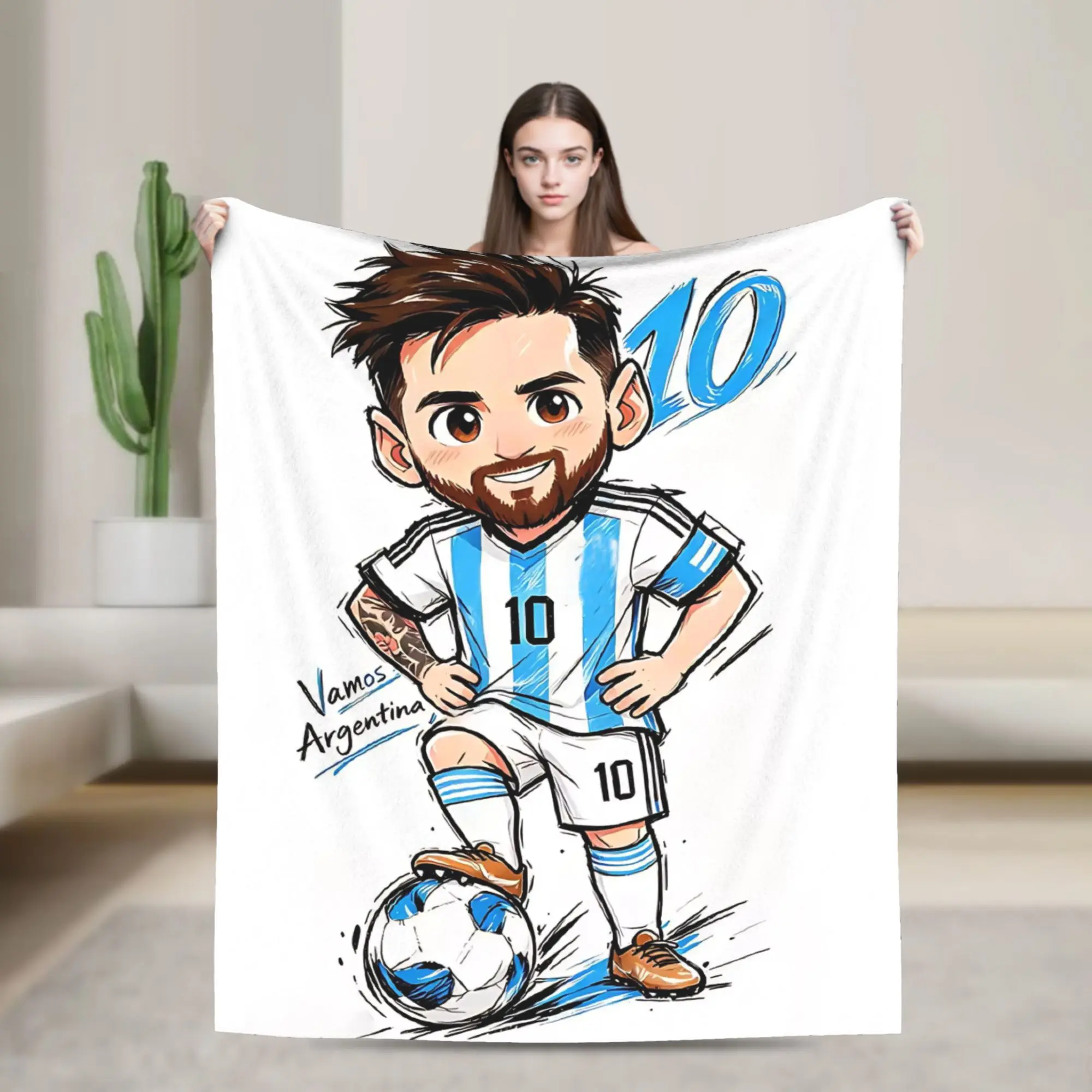 Argentina Soccer Football Number 10 Blankets  Plush Funny Breathable Throw Blanket for Bed Sofa Autumn/Winter