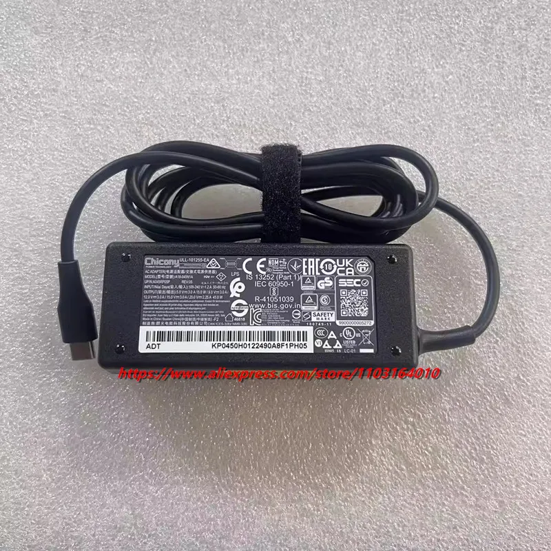 Genuine Chicony 20V 2.25A A18-045N1A Type-C USB-C 45W AC Adapter Laptop Charger For Acer Swift7 Spin7 Laptop Power Supply