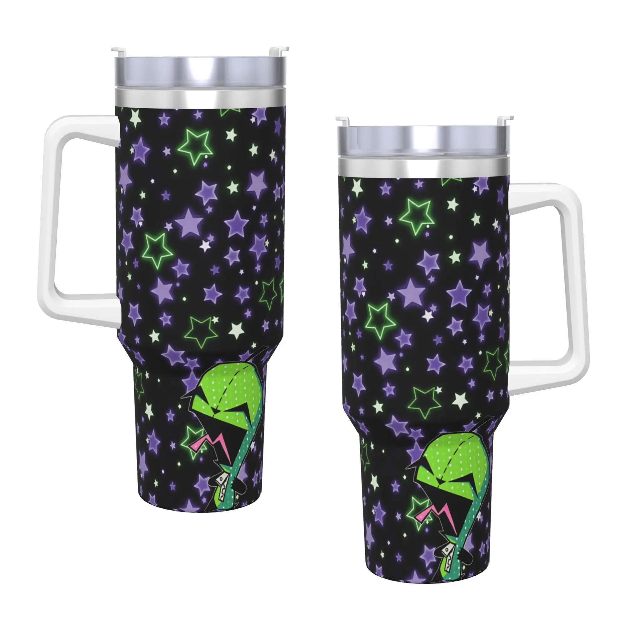 Gir Stainless Steel Tumbler Invaders Zims Driving Car Mugs 40oz Thermal Mug Heat Preservation Cold and Hot Milk Tea Water Bottle