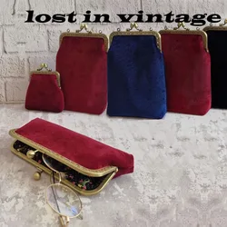 Lost In Vintage 13x9x3cm and Retro Velvet Bag with Decorative Pearl Kiss-lock  Evening Bag Clutch Winter Accessories Woven