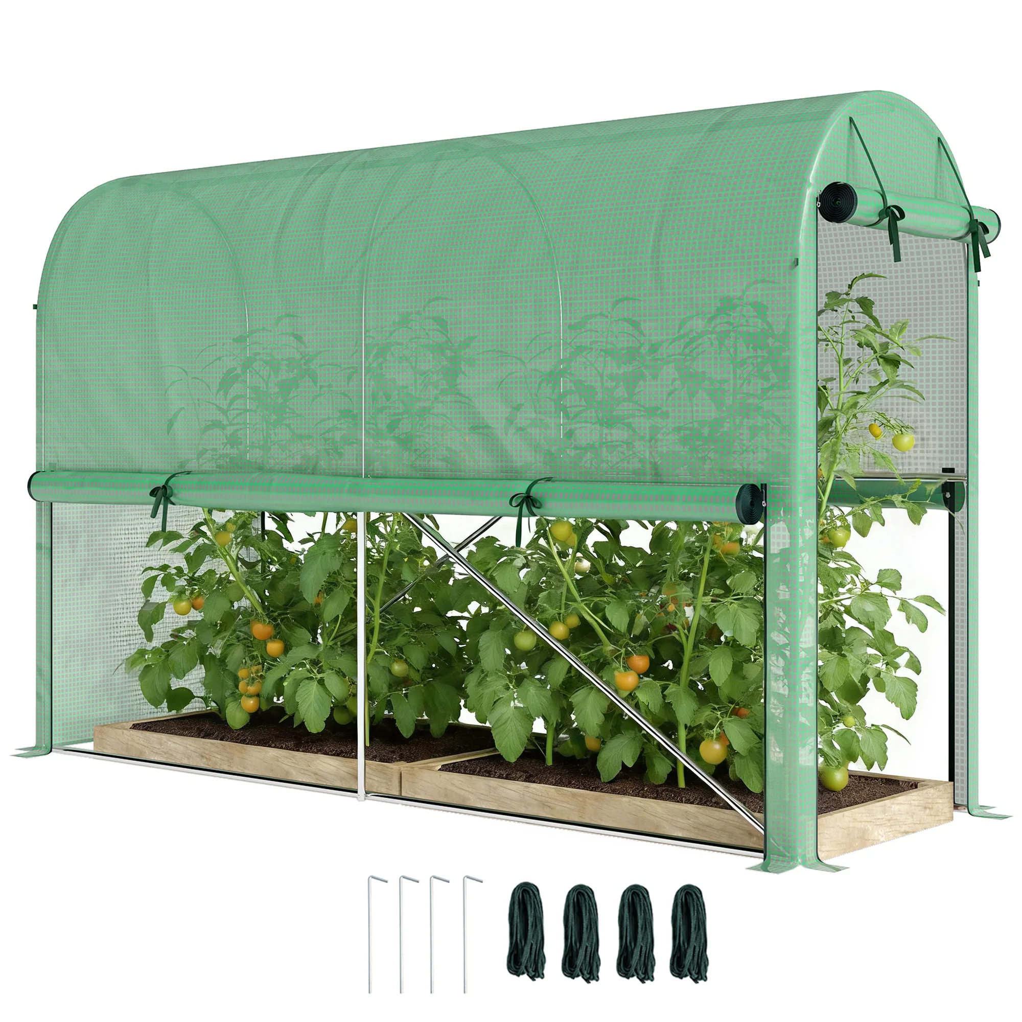Invernadero de jardín Outsunny de polietileno, invernadero para balcón, lona reforzada, g/m², estructura de acero, puerta con cremallera, para flores, plantas, verduras, interior y exterior, 300 x cm,