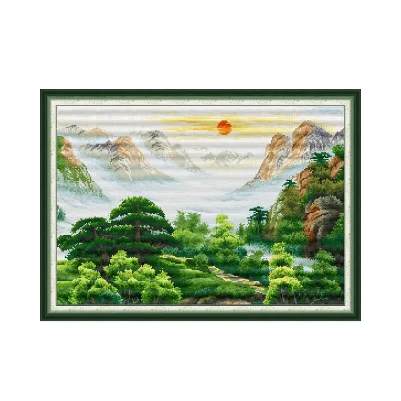 Rising sun cross stitch kit bird winter snow 14ct 11ct count printed embroidery DIY handmade needlework craft