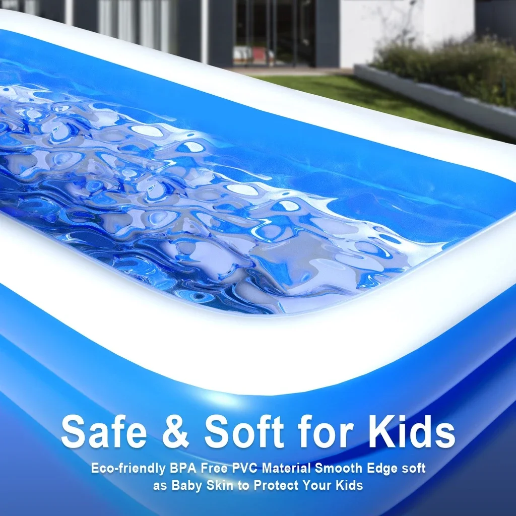 Goture-piscina inflable portátil para exteriores para niños, alberca de tamaño familiar engrosada con herramienta de bomba de aire, 2,1 M, 2,6 M, 3,05 M