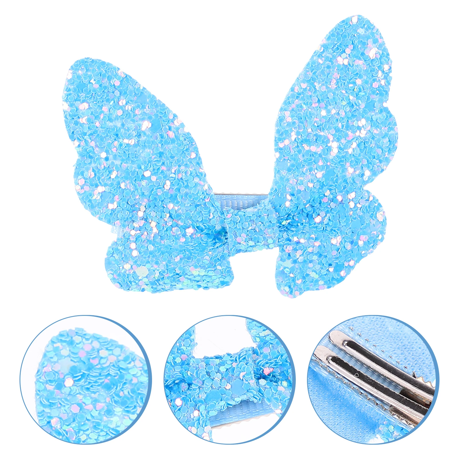 

2Pcs Sequins Butterfly Clips Blue Color for Women Child Party Performance Hair Accessories Toddler Bangs Ponytail Hair Care