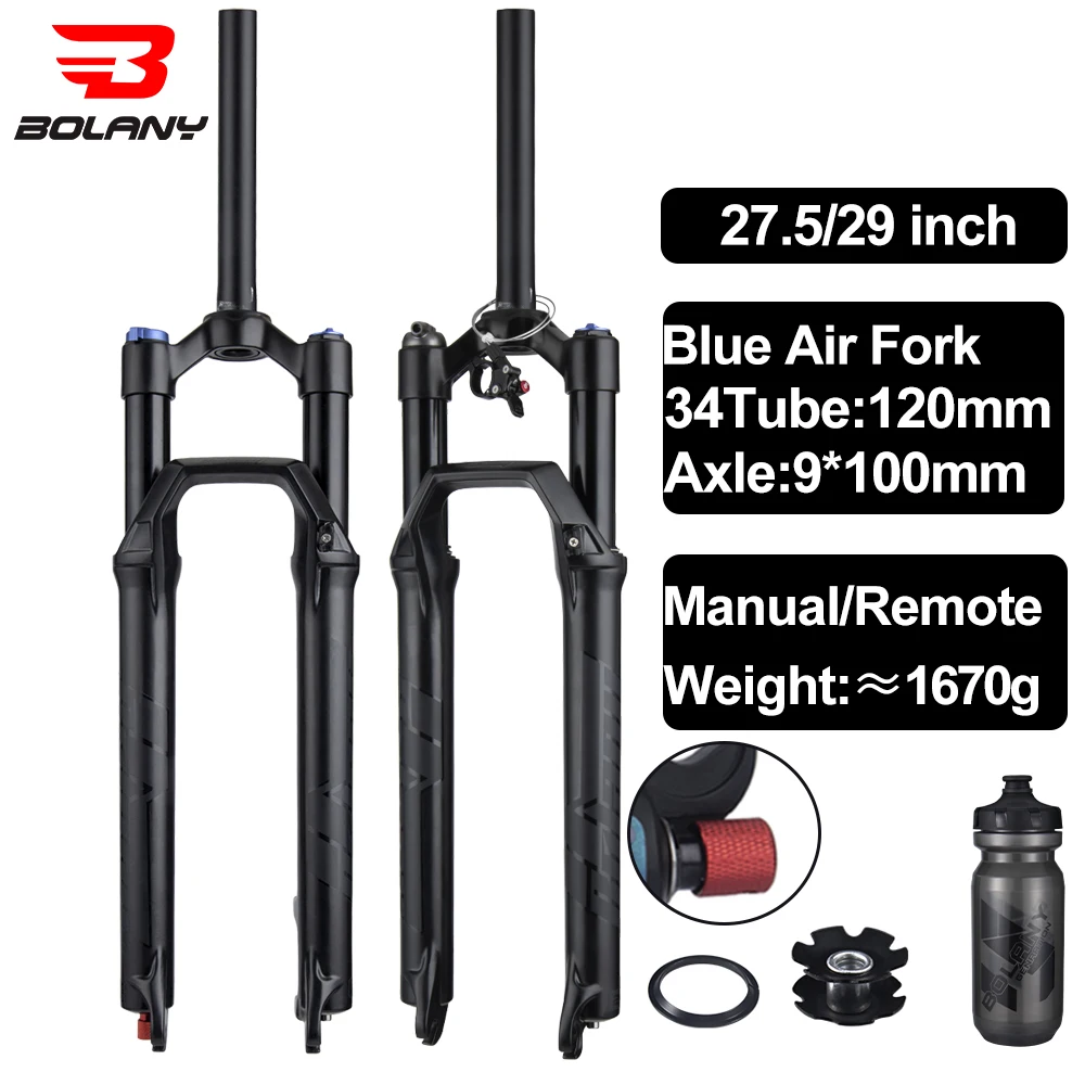 BOLANY Bicycle Air Fork 27.5/29 inch 120/140mm Mtb Bike Oil Air Suspension Fork For Straight Tube Aluminum alloy Frame Bike Fork