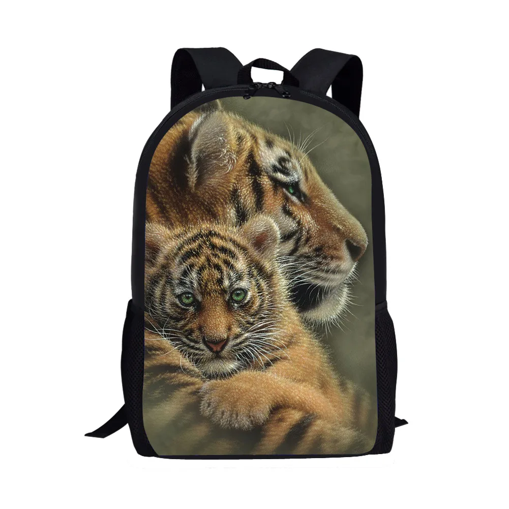 16inch Kids Backpack School Bags for Boys Girls Back Pack Cute 3D Animal Tiger Print Bookbag Children Book Bag Student Schoolbag