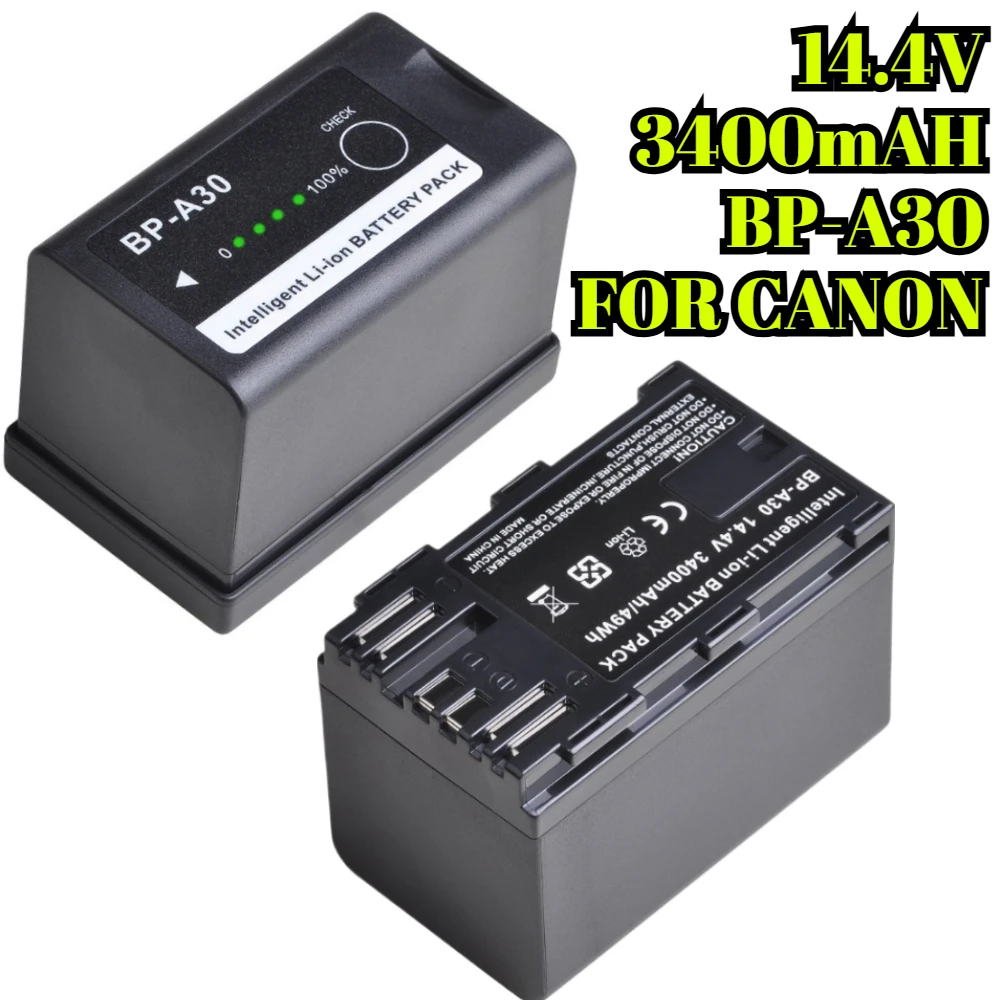 14.4V 3400mAh BP-A30 Replacement Battery for Canon EOS C200 C300 Mark II C300 Mark III C220B Camera Large Capacity