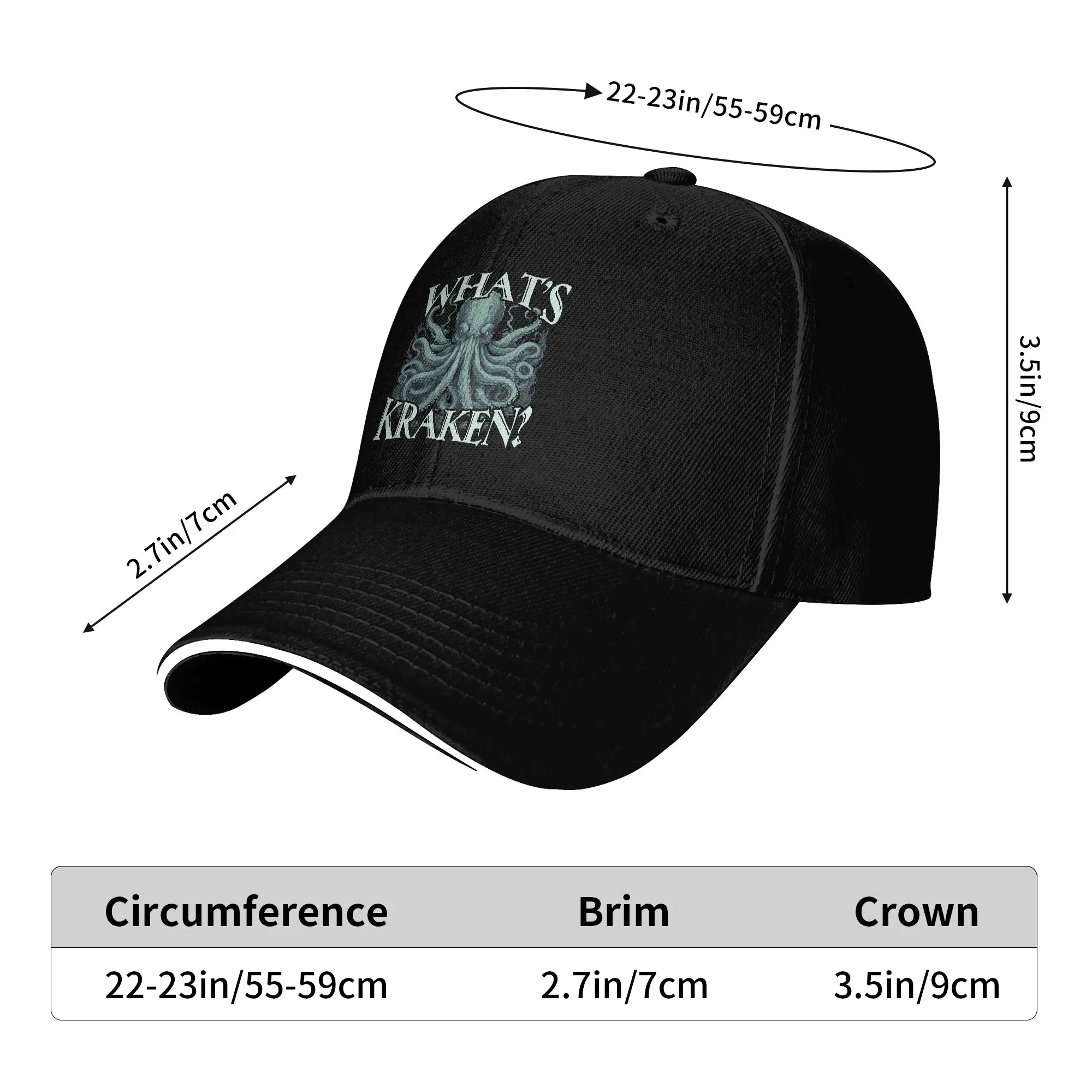 What’s Kraken Legendary Sea Creature Mythical Octopus Baseball Cap  Unisex Men Custom DIY Hip Hop Hats Summer  Sun Baseball Caps