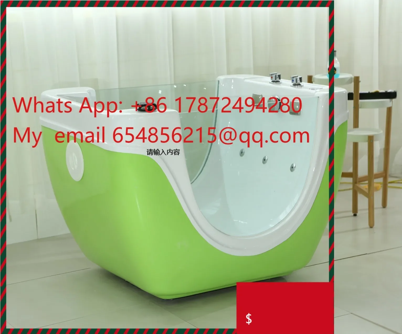 Modern Freestanding Baby SPA Tub Whirlpool LED Lights Drainer Faucet 2m